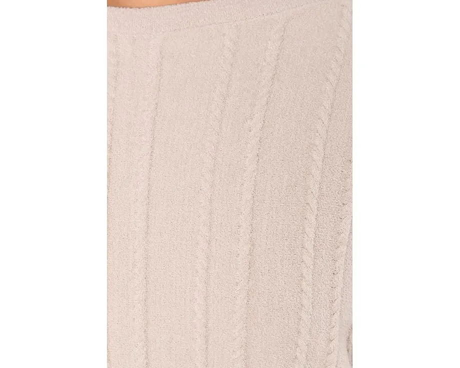 Свитер Barefoot Dreams CozyChic Ultra Lite с канатной вязкой и лодочкой