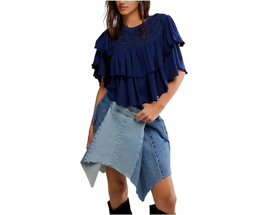 Футболка Free People Rose Party с ярусными рукавами и отделкой рюшами