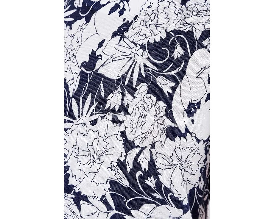 Цветочный короткий рукав Lauren Ralph Lauren из хлопковой смеси с воротником-гольф