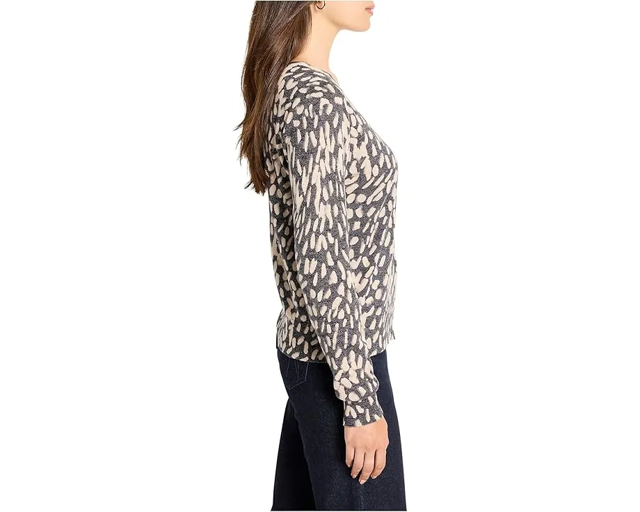 Свитер NIC+ZOE Wild Dot с V-образным вырезом и разрезным подолом