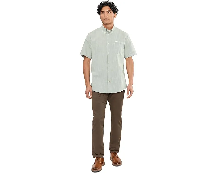 Barbour рубашка Fleming Linen Blend с коротким рукавом и клеткой