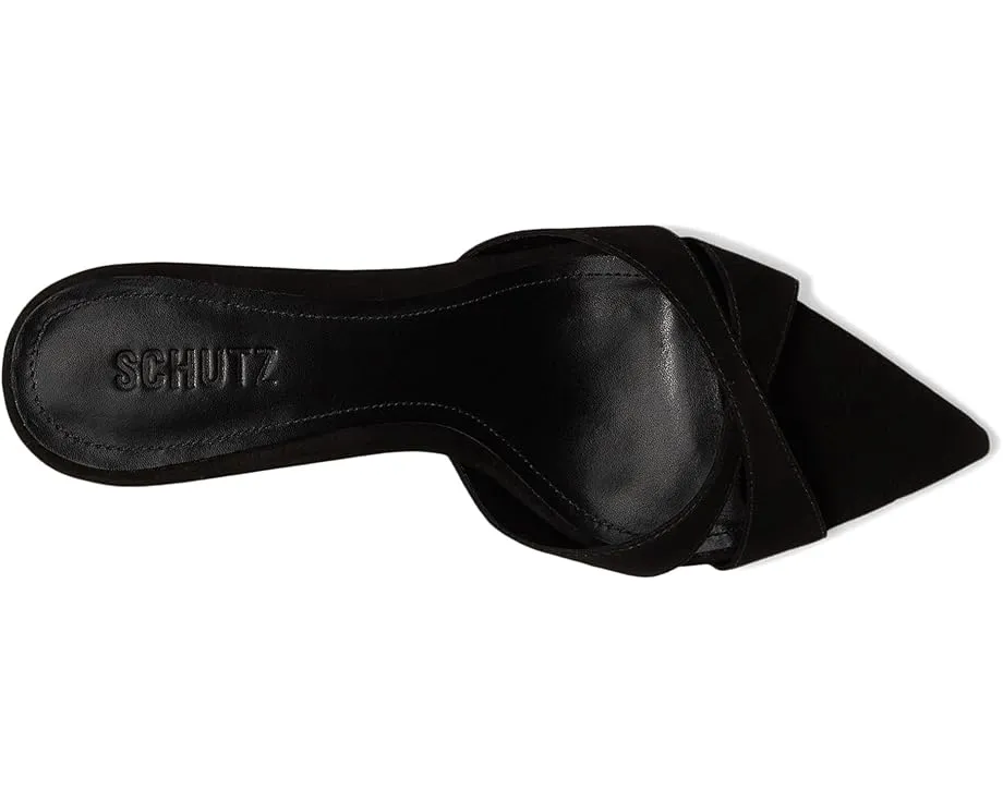 Туфли-мюли Schutz Hilda Leaf из замши на шпильке с перекрещивающимися ремешками