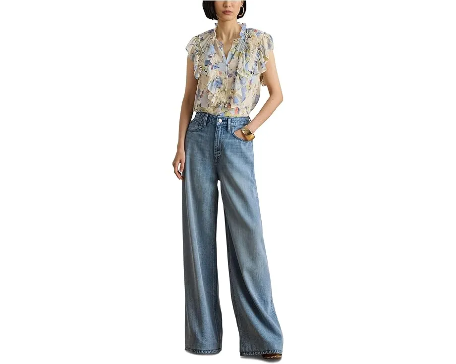 Блузка Lauren Ralph Lauren с цветочным принтом и отделкой рюшами