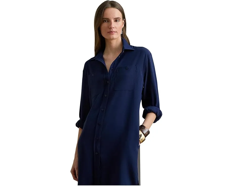 Платье-рубашка Double-Faced Georgette Shirtdress из жоржета Lauren Ralph Lauren