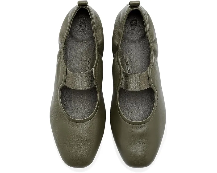 Туфли Mary Jane FitFlop Delicato Poise Leather кожаные зеленые