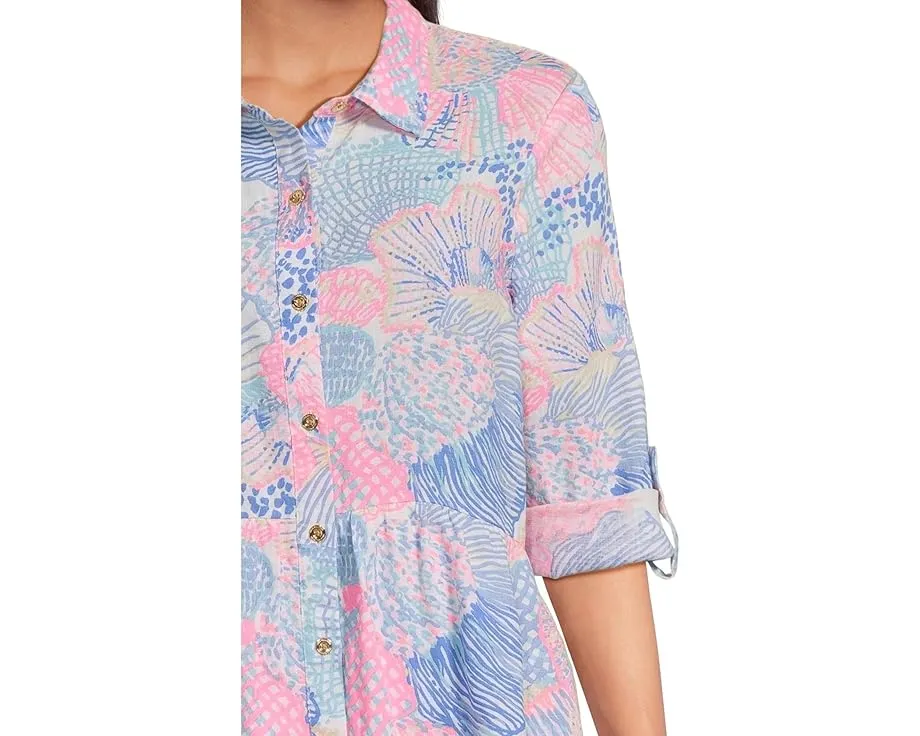 Льняное платье Shaela с воротником и пуговицами