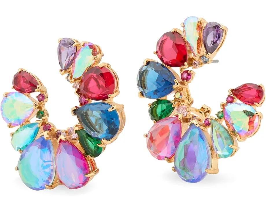 Серьги-кольца Shine Me Up Fan Hoops с разноцветными камнями от Kate Spade New York