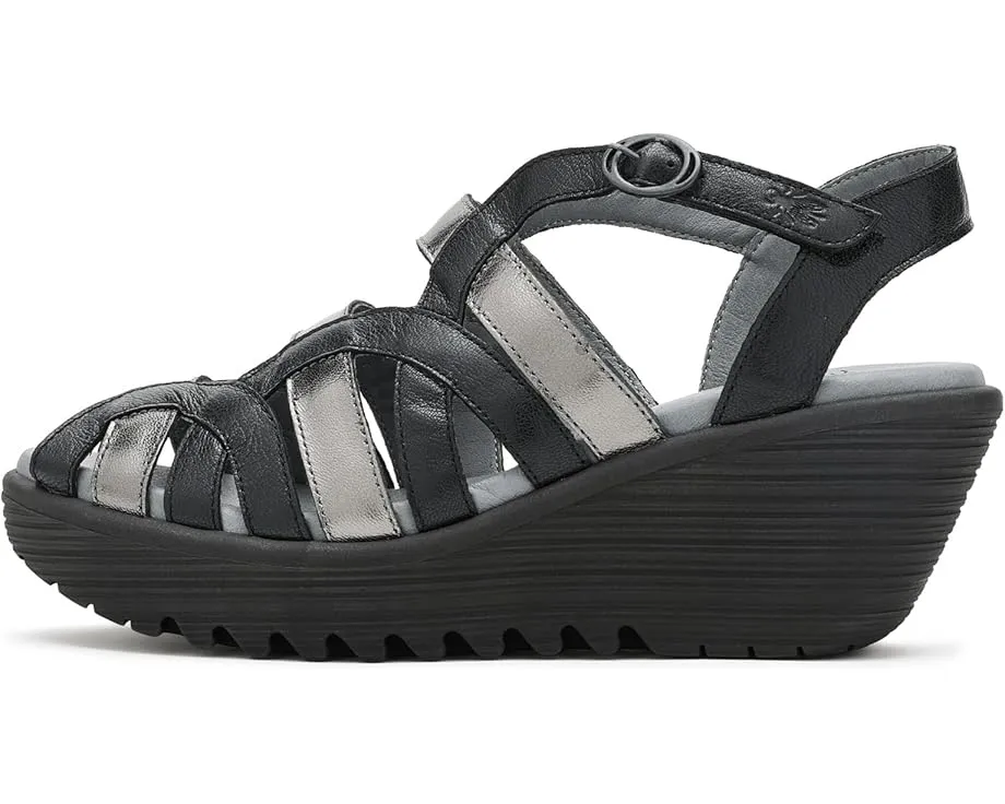 Сандалии FLY LONDON Lemy397fly на танкетке с регулируемым ремешком на липучке