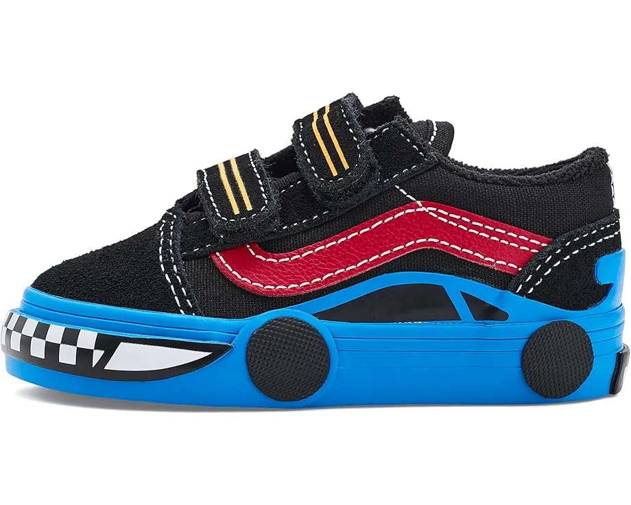 Детские кеды Vans Kids Old Skool V Car на липучке с усиленным мыском