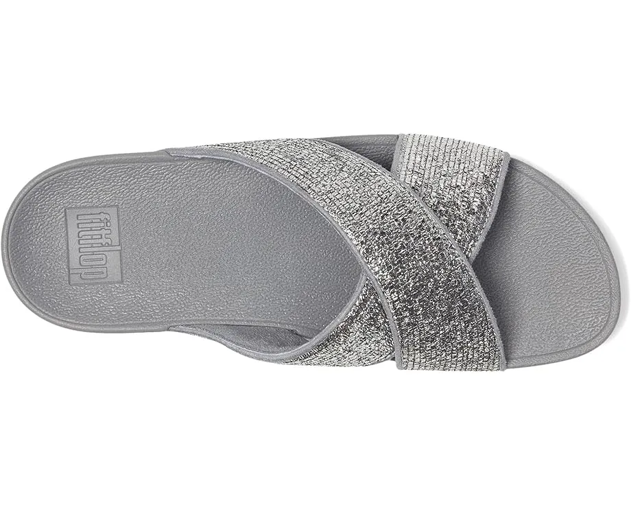 Сандалии Lulu Crinkled-shimmer Cross Slides от FitFlop с блестками