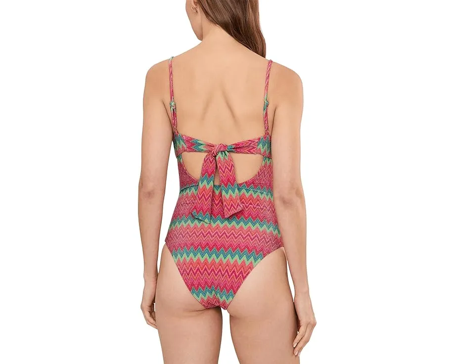 Цельный купальник Lindy с металлическим блеском и вырезом-ключ