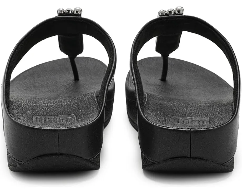 Сандалии FitFlop Fino с ремешком между пальцев и декором из жемчуга и кристаллов