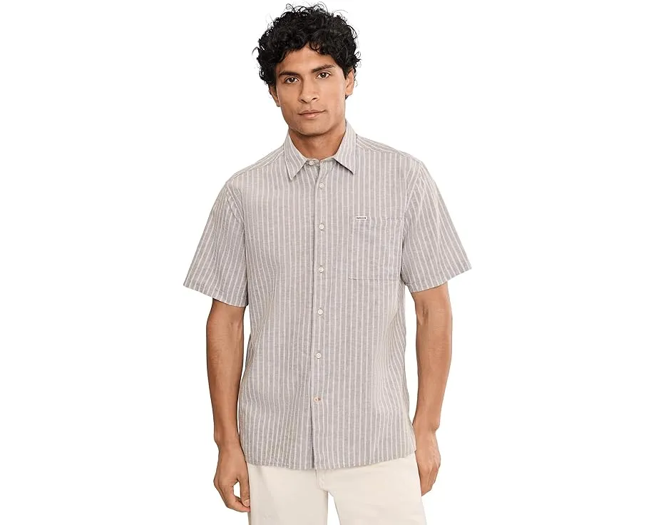 Barbour летняя рубашка Nelson Striped из льна с расслабленным кроем
