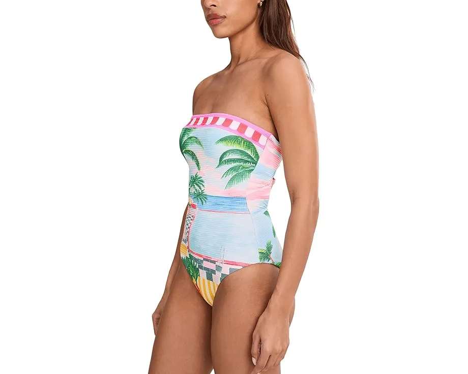 Цельный купальник BECCA Miami Beach Colette бандо с перекрестными лямками