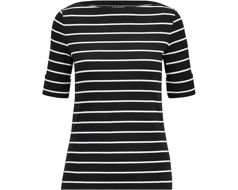 Полосатый топ Lauren Ralph Lauren с лодочкой и рукавом три четверти