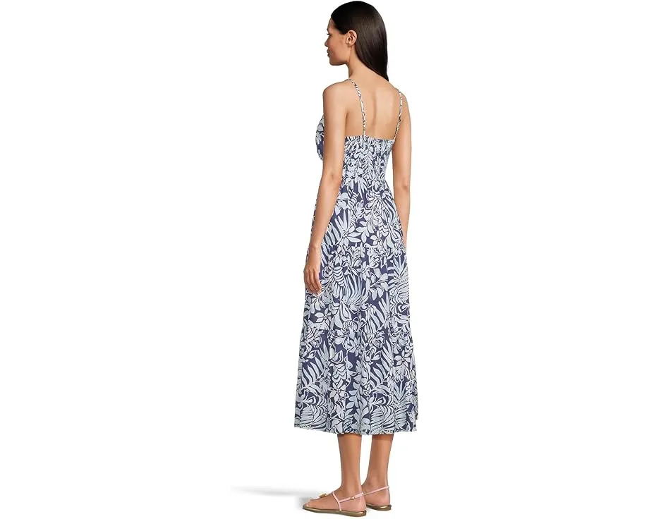 Хлопковое миди платье Zanna с V-образным вырезом и карманами