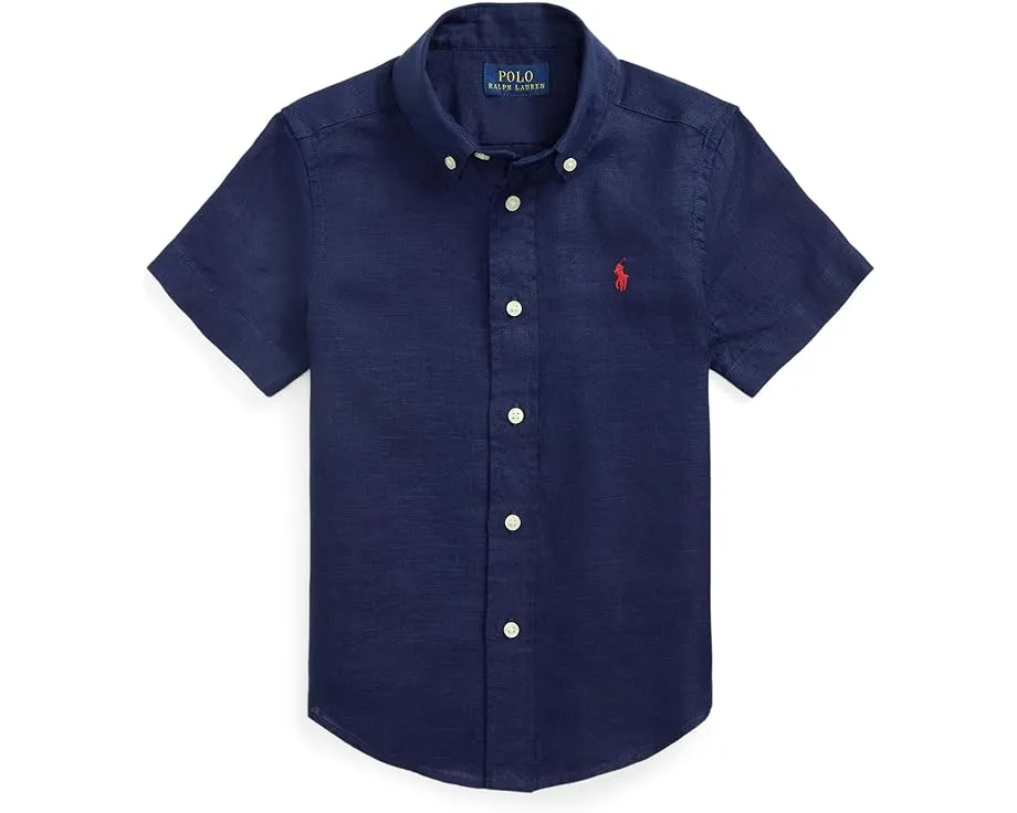 Детская рубашка Polo Ralph Lauren Kids из льна с короткими рукавами