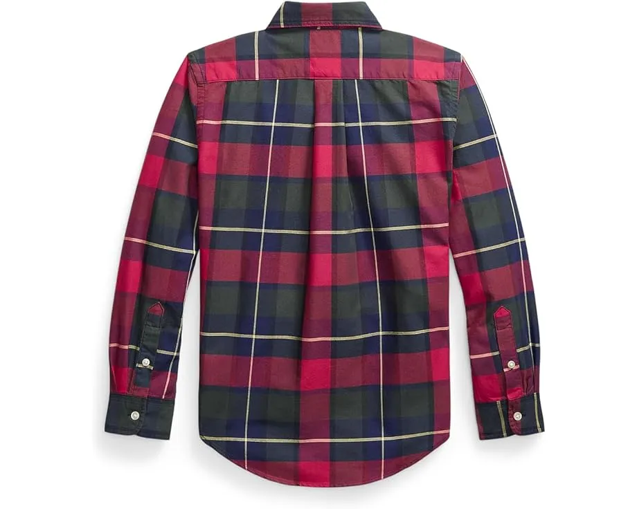 Рубашка Polo Ralph Lauren Kids из хлопкового оксфорда в клетку для детей старшего возраста