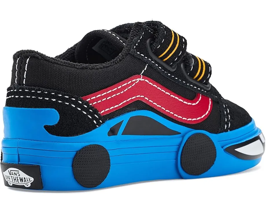 Детские кеды Vans Kids Old Skool V Car на липучке с усиленным мыском