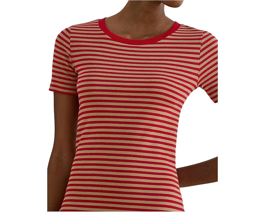 Платье Striped Cotton-Blend Ribbed Tee в полоску с ребристой вязкой Lauren Ralph Lauren