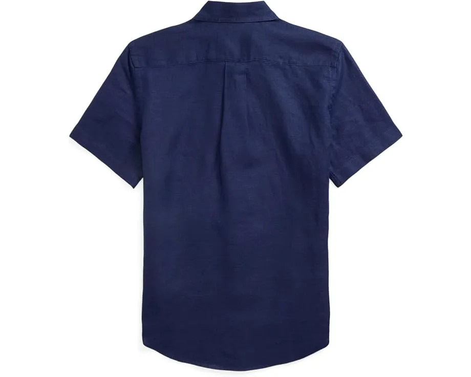Льняная рубашка Polo Ralph Lauren с коротким рукавом для детей
