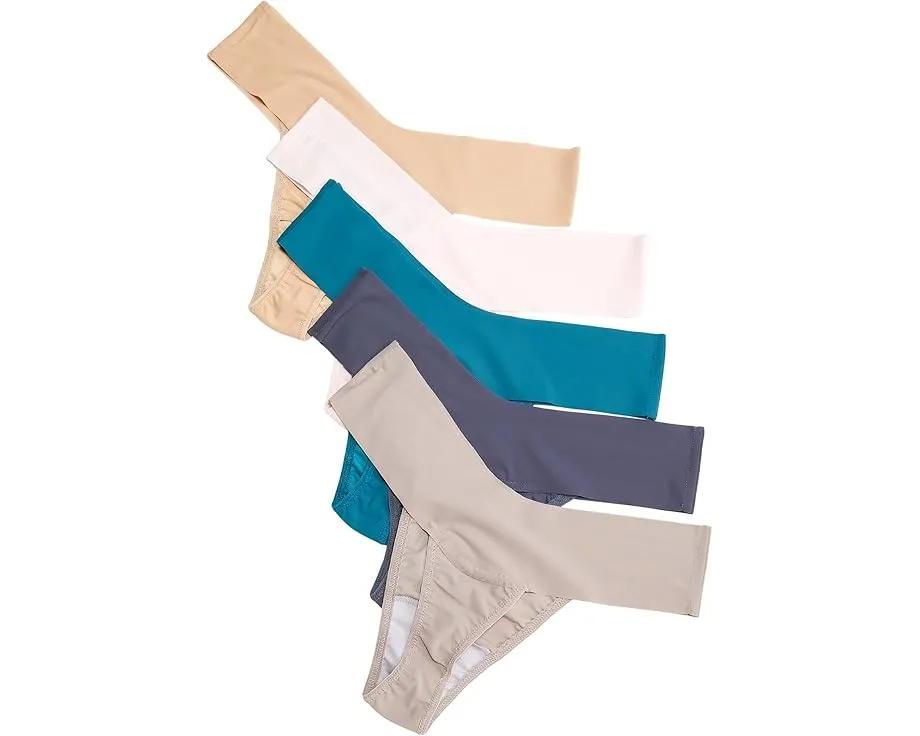 Комплект из 5 стрингов Hanky Panky BreatheSoft Natural Rise с итальянской микрофиброй