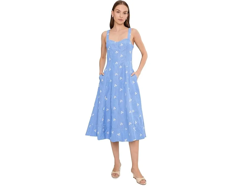 Миди-платье Avec Les Filles без рукавов с вырезом «сердечком» и вышивкой