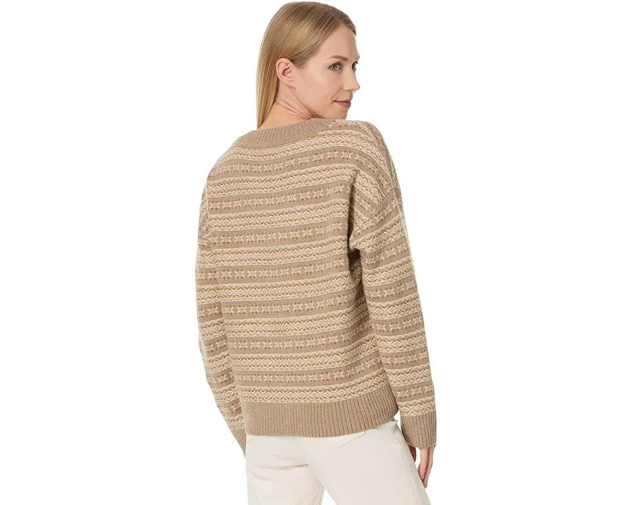 Faherty Highland Fairisle Vneck Sweater из мериносовой шерсти и органического хлопка