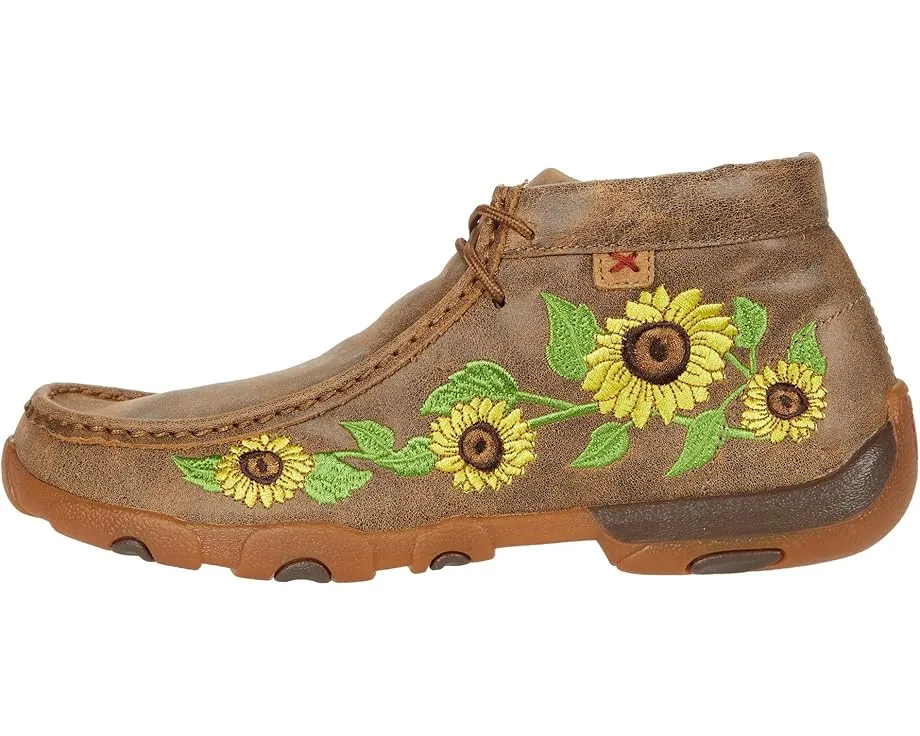 Мокасины Twisted X WDM0128 для вождения с вышитым подсолнухом