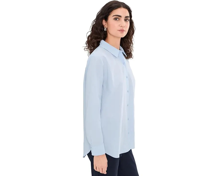 Длинная рубашка Eileen Fisher из органического хлопкового поплина с классическим воротником