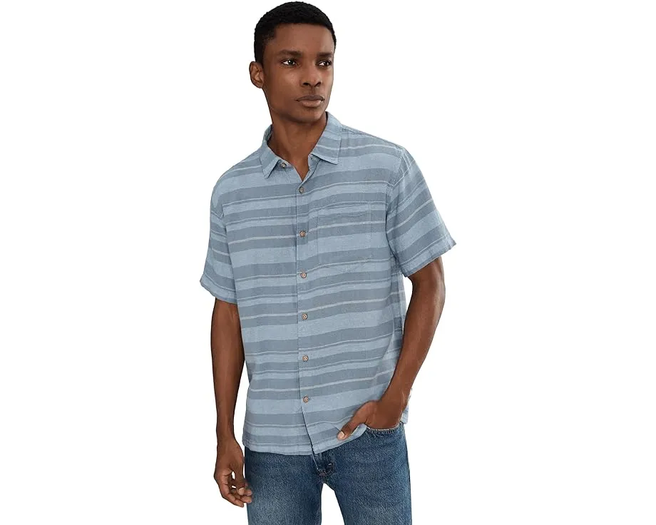 Hurley Oceanside Рубашка с коротким рукавом в полоску и льняной тканью