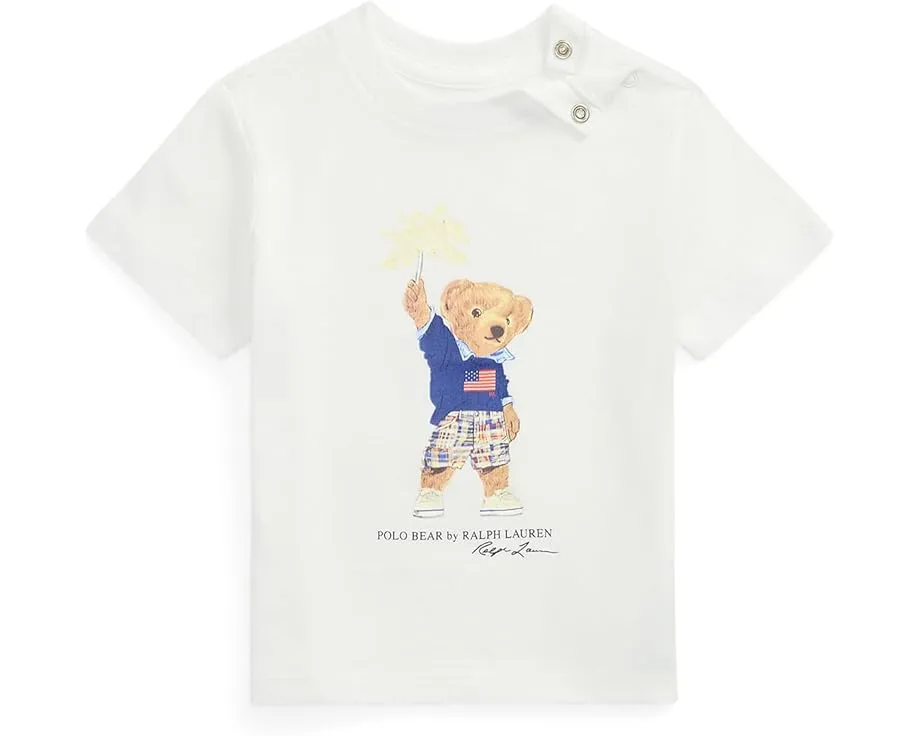 Polo Ralph Lauren Футболка Polo Bear из хлопкового джерси для малышей белая с мишкой