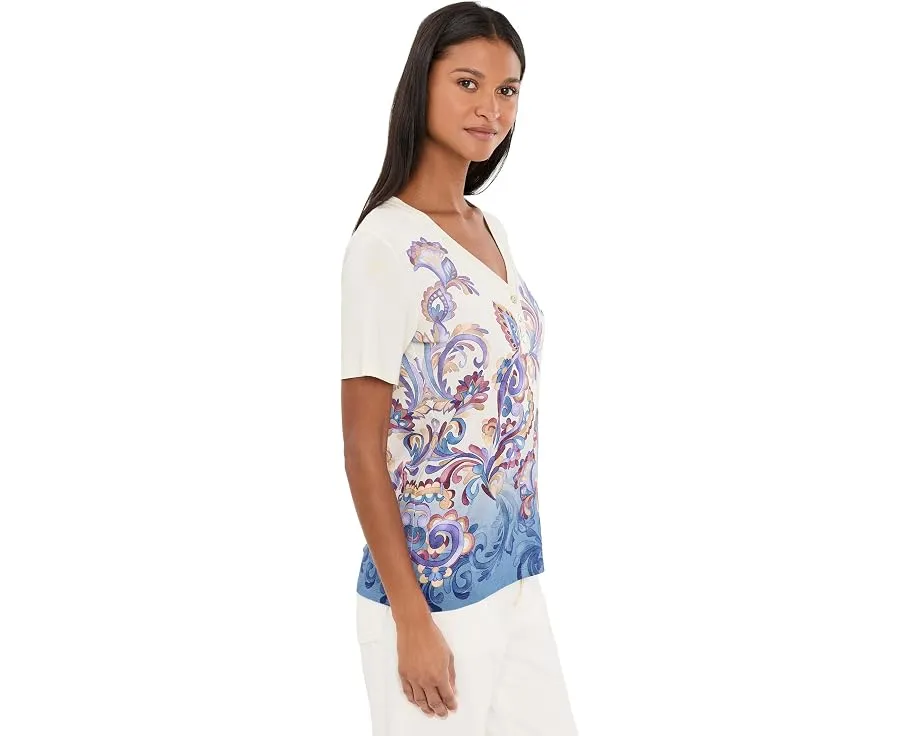 Футболка любимая The Janie Favorite Button Neck Tee от Johnny Was