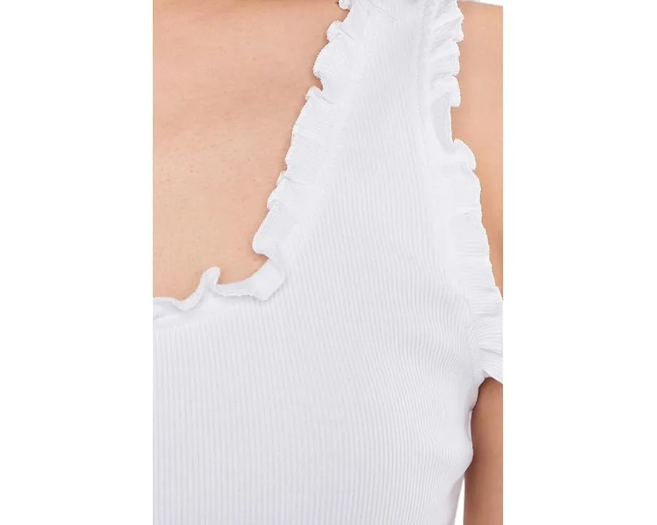 Топ с рюшами и ребристой вязкой Vince Camuto из хлопка и спандекса