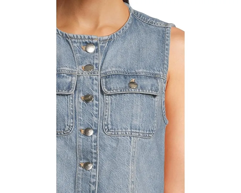 Топ-блуза Madewell из денима с пуговицами и круглым вырезом