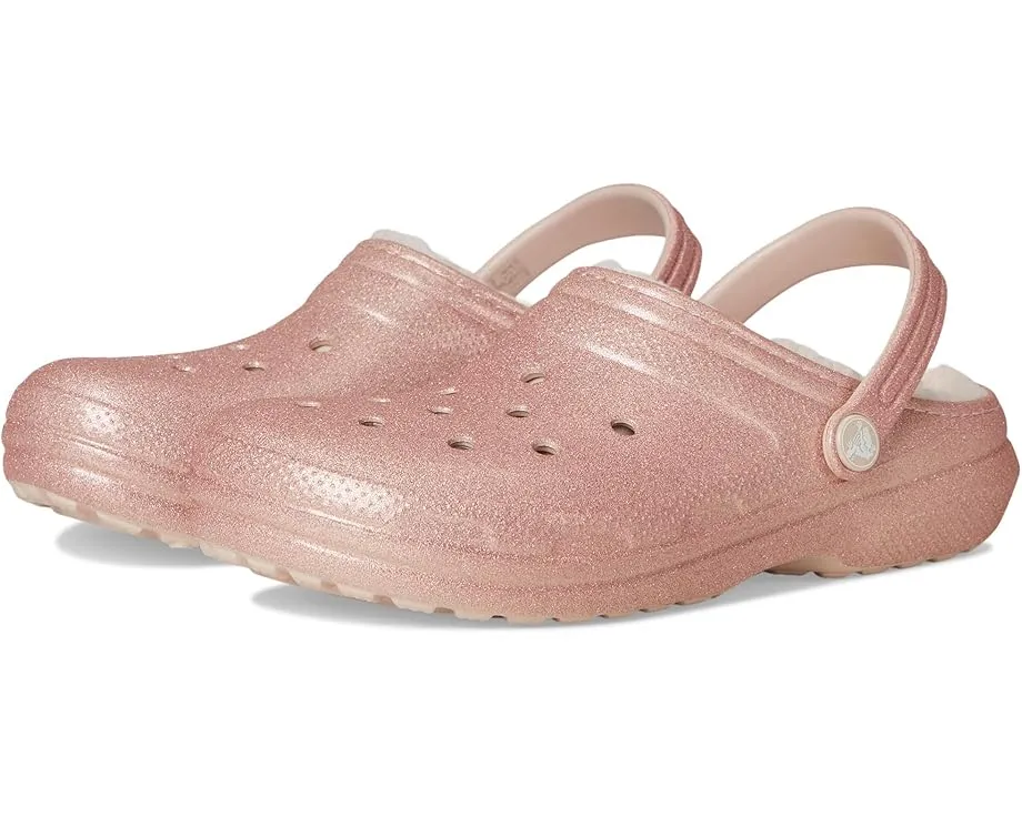 Crocs утепленные сабо Classic Lined Glitter для детей с блестками