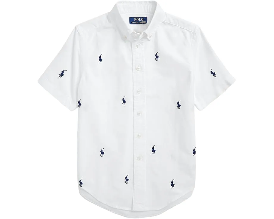 Polo Ralph Lauren рубашка с коротким рукавом для детей Pony Oxford White Navy
