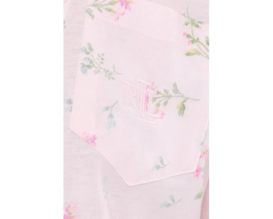 Пижамный комплект Lauren Ralph Lauren с длинным рукавом и воротником с вырезом