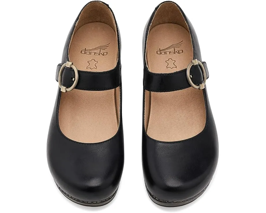 Dansko сабо Bonny Mary Jane из черной кожи с ремешком