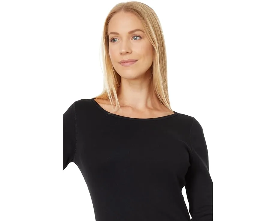 Топ Lilla P с лодочкой и рукавом три четверти из рибаны 1x1