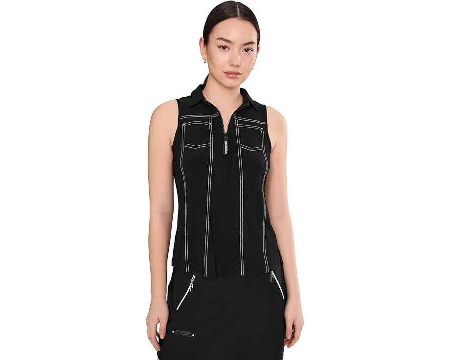 Топ Jamie Sadock без рукавов однотонный с воротником и молнией