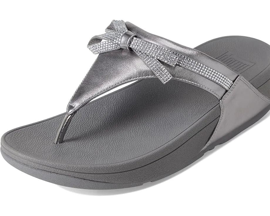 Сандалии FitFlop Lulu Glitz-bow с кожаным верхом и стразовым бантом