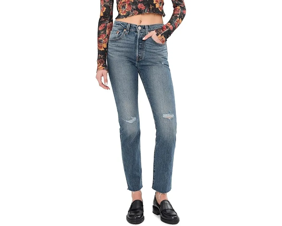 Джинсы Levi's 501 Jeans прямого кроя из жесткого денима с высокой посадкой и потертостями