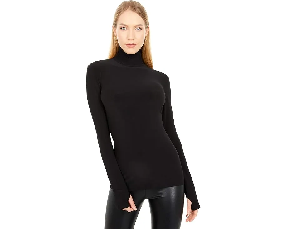 Norma Kamali Топ с длинным рукавом Slim Fit Long Sleeve Turtle Top с принтом и отверстиями для большого пальца