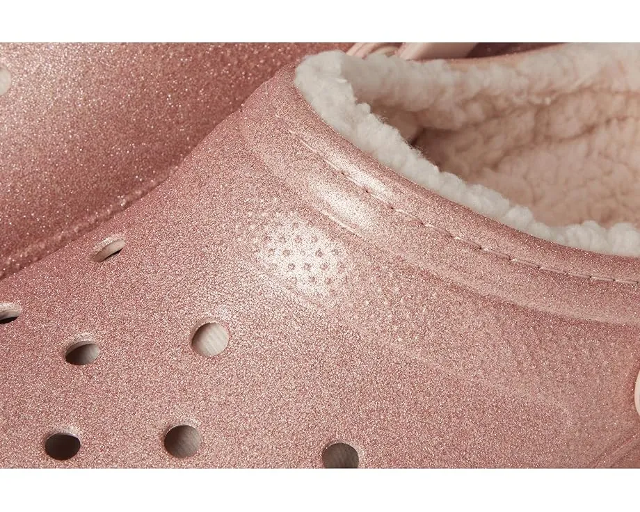 Crocs утепленные сабо Classic Lined Glitter для детей с блестками
