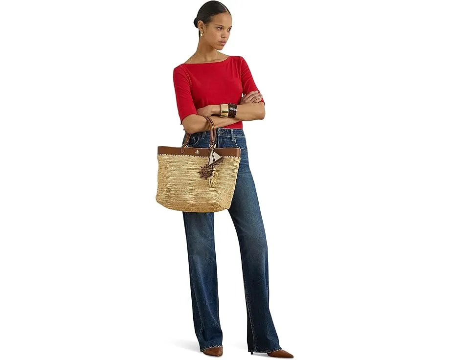 Топ Lauren Ralph Lauren из хлопка с эластаном с лодочкой