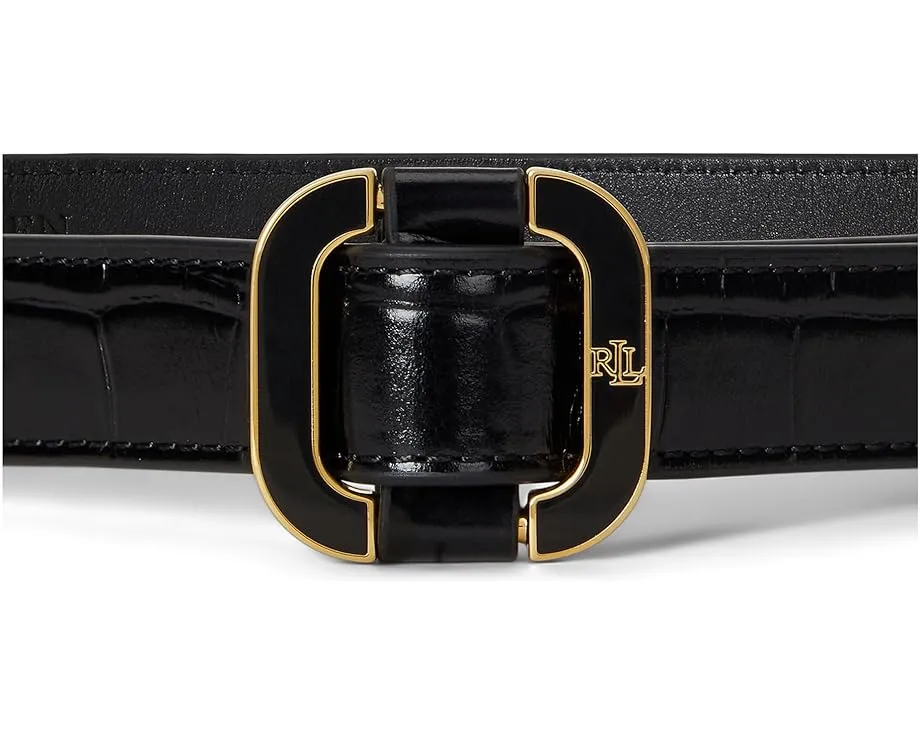 Кожаный ремень Lauren Ralph Lauren с пряжкой-слайдером и тиснением под крокодила