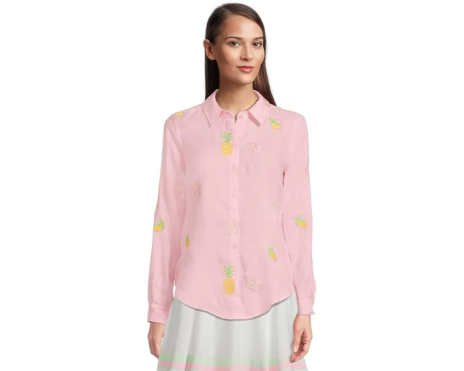 Рубашка из льна Lilly Pulitzer Sea View с накладными карманами