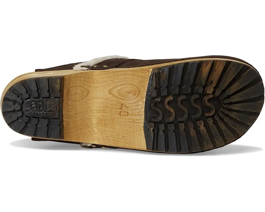 Клоги Hirse из замши с деревянной подошвой и кожаной подкладкой Sanita