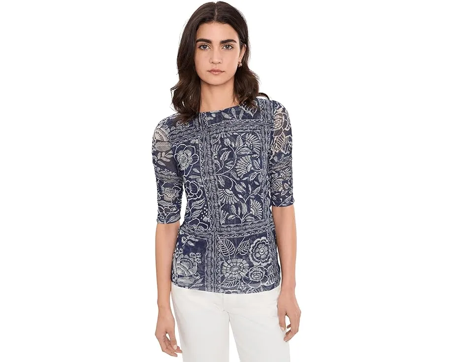 Johnny Was топ с рукавами-фонариками из сетки